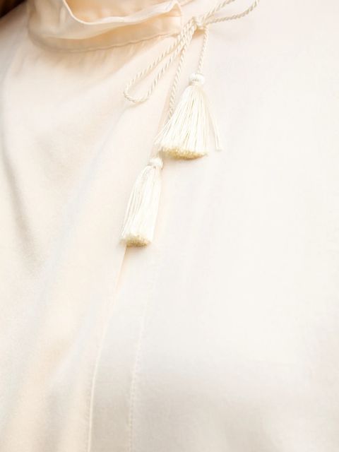 Forte Forte koszula jedwabna damska kolor beżowy relaxed z wiązanym dekoltem 14076.my.shirt