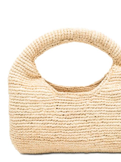 Manebi Halfmoon raffia tote bag - Neutrals