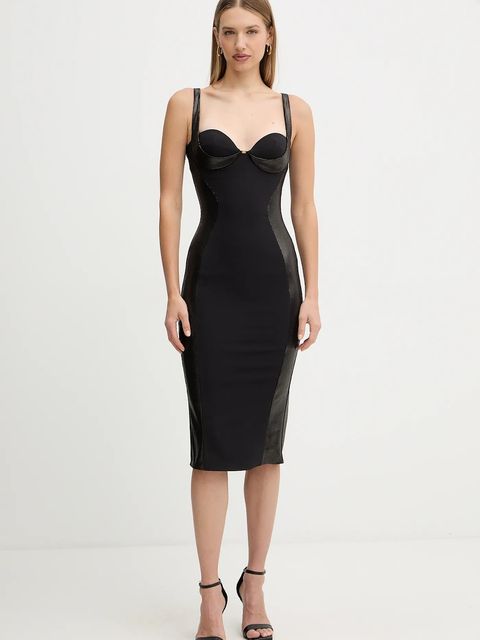 Elisabetta Franchi sukienka kolor czarny midi dopasowana AB83857E2