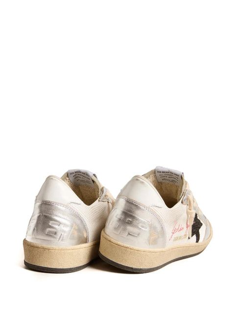 Golden Goose Ballstar metallic-panel leather sneakers - White