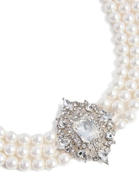 Self-Portrait crystal pearl necklace - Silver - zdjęcie produktu nr 2