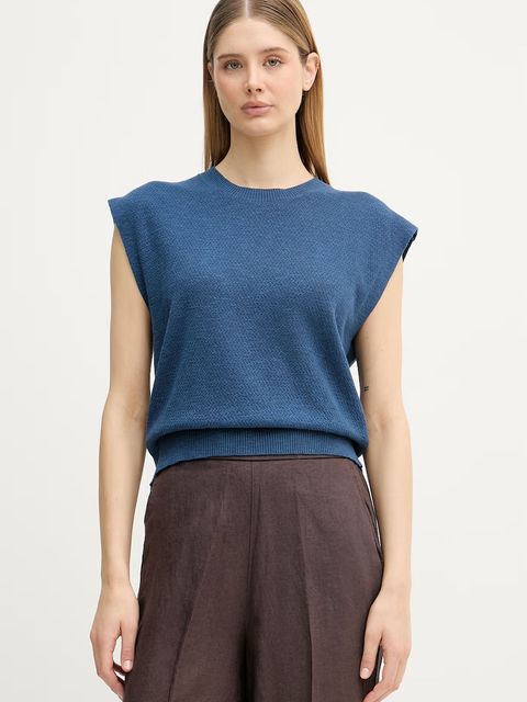 United Colors of Benetton top damski z lnem - zdjęcie produktu nr 2