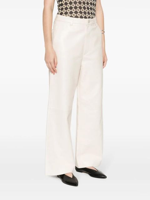 Nanushka Vidia straight-leg leather trousers - Neutrals