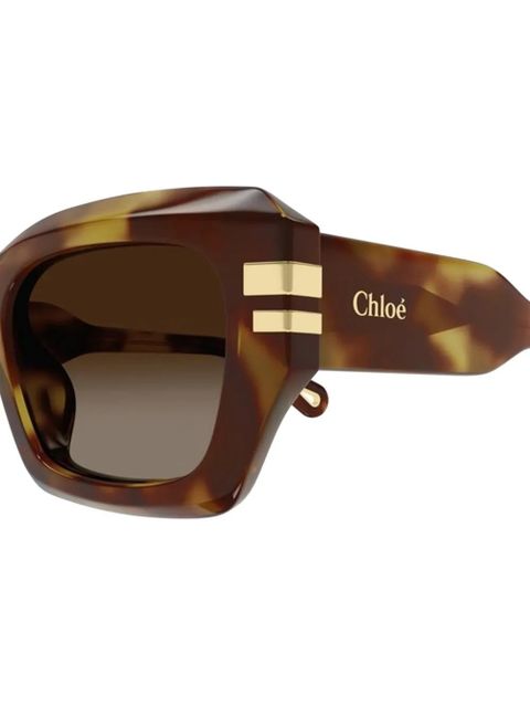 Chloé Eyewear tortoiseshell-effect rectangle-frame sunglasses - Brown