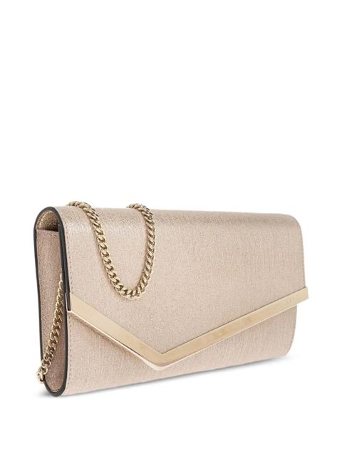 Jimmy Choo metallic-leather clutch bag - Neutrals
