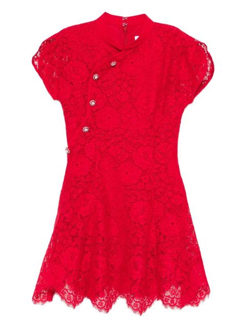 Self-Portrait fine lace mini dress - Red - zdjęcie produktu nr 1