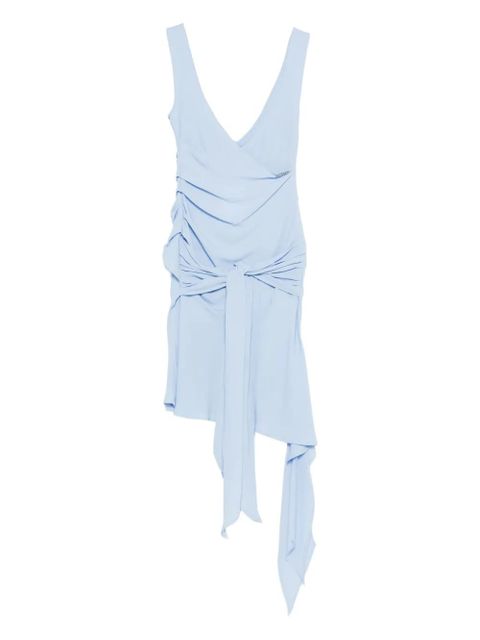 The Attico V-neck draped mini dress - Blue - zdjęcie produktu nr 1