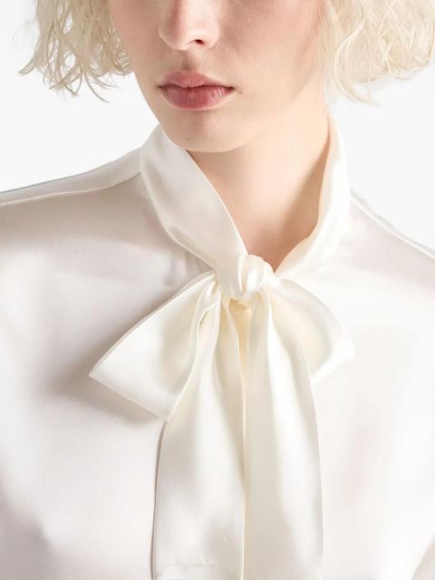 Prada scarf-collar satin shirt - White