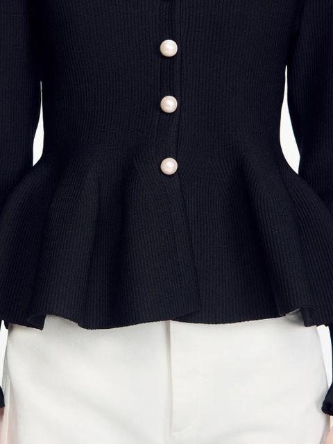 SANDRO textured peplum cardigan - Black