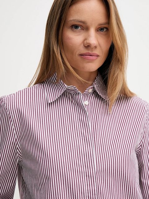 United Colors of Benetton koszula bawełniana damska kolor bordowy regular z kołnierzykiem klasycznym 59T7DQ0BH