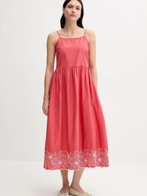 United Colors of Benetton sukienka bawełniana kolor różowy midi rozkloszowana 4KUSDV0B7 - zdjęcie produktu nr 1