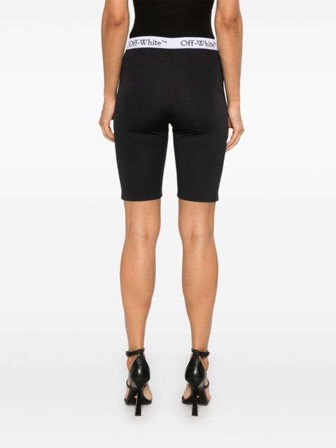 Off-White logo-waistband shorts - Black