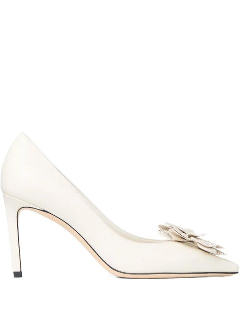 Jimmy Choo 85mm Mimmi flower-appliqué pumps - Neutrals - zdjęcie produktu nr 1