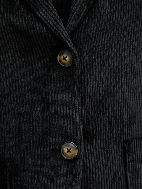 United Colors of Benetton marynarka sztruksowa kolor czarny jednorzędowa gładka 2Q5GDW03I