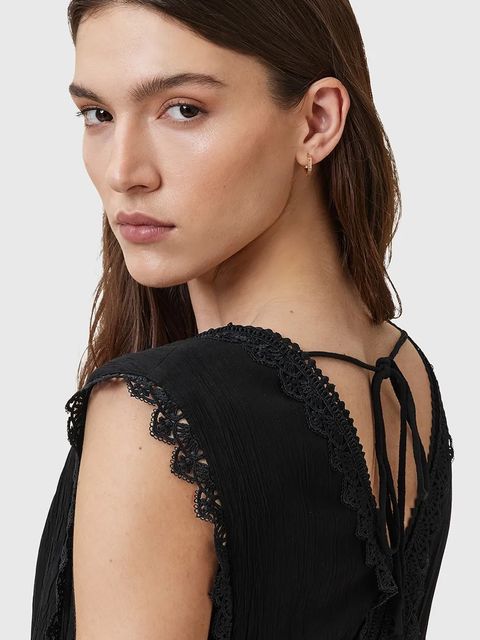 AllSaints sukienka XANTHE kolor czarny maxi rozkloszowana W302DC