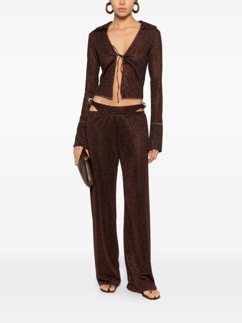 Oséree tie-detail bell-sleeve top - Brown - zdjęcie produktu nr 2