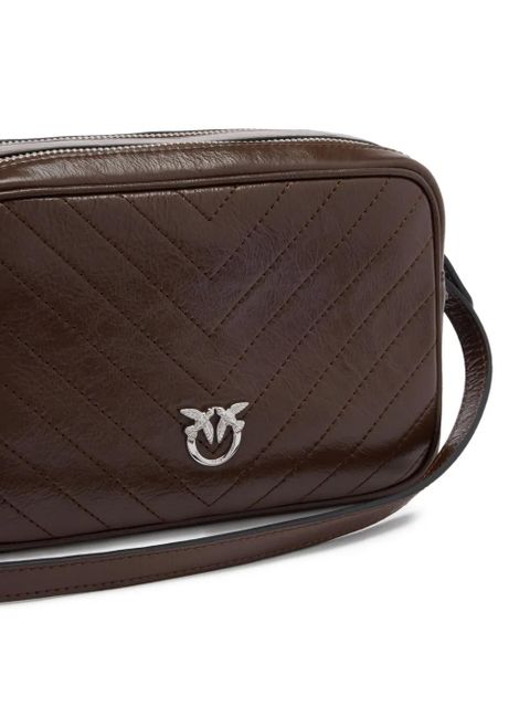 PINKO medium chevron logo cross body bag - Brown
