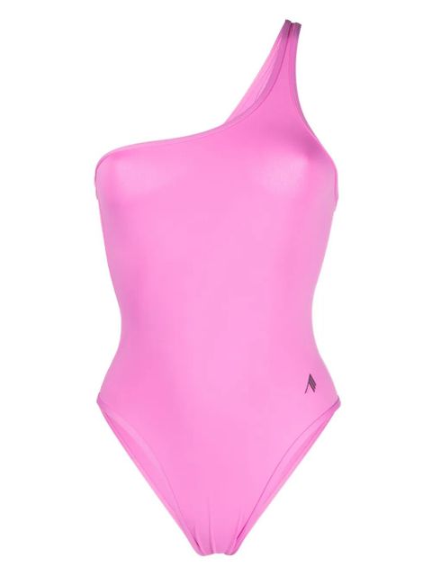 The Attico one-shoulder logo-print swimsuit - Pink - zdjęcie produktu nr 1
