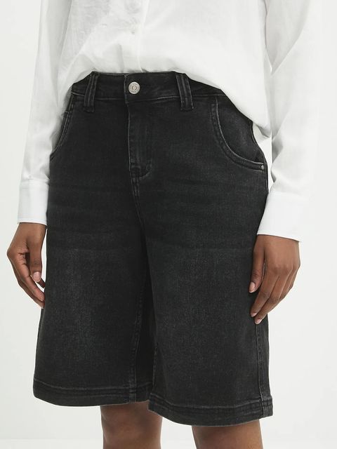 Answear.LAB szorty jeansowe damskie kolor czarny gładkie high waist - zdjęcie produktu nr 1