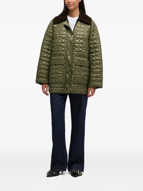 GANNI quilted pocket jacket - Green