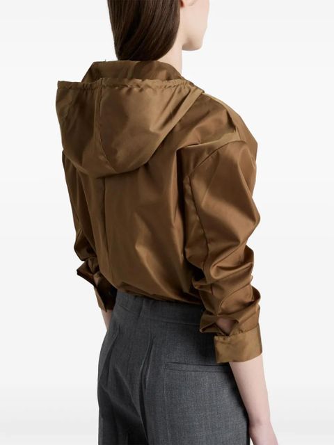 Prada logo patch hooded jacket - Brown
