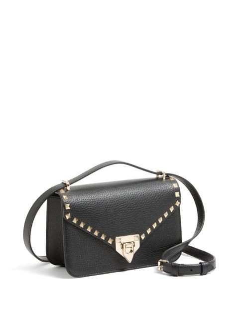 Valentino Garavani Rockstud small shoulder bag in grainy calfskin - Black