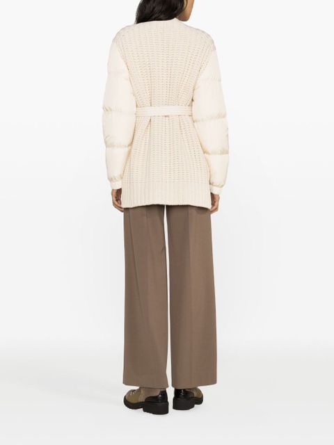 Moncler panelled padded cashmere-wool cardigan - Neutrals