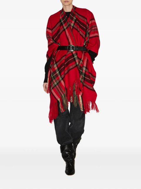 ISABEL MARANT Kamilo plaid-check fringe scarf - Red
