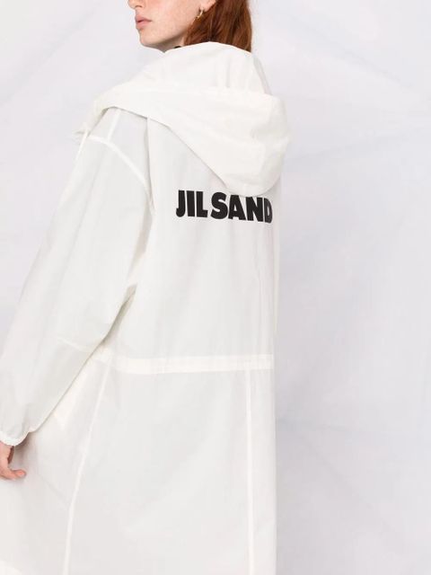 Jil Sander logo-print hooded raincoat - White