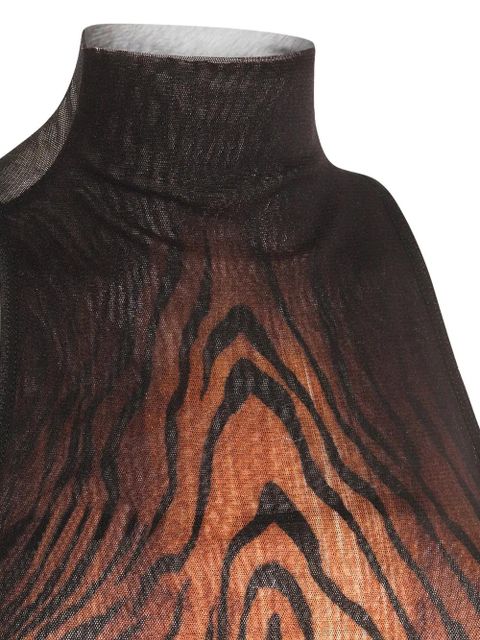 Jean Paul Gaultier high-neck wood-print dress - Black