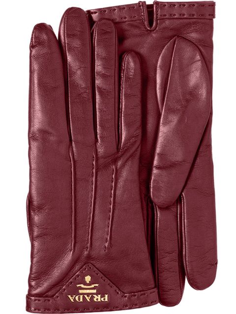 Prada logo plaque gloves - Red