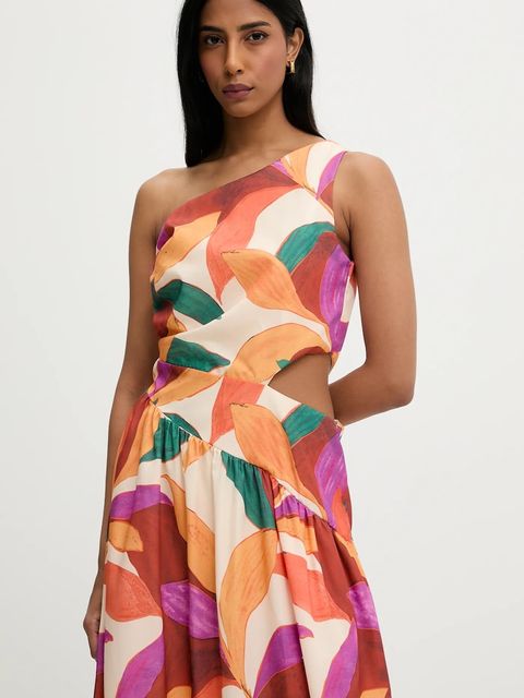 Answear.LAB sukienka kolor pomarańczowy maxi rozkloszowana