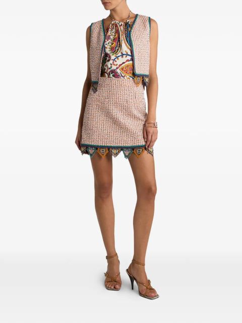 ETRO cropped tweed waistcoat - Neutrals