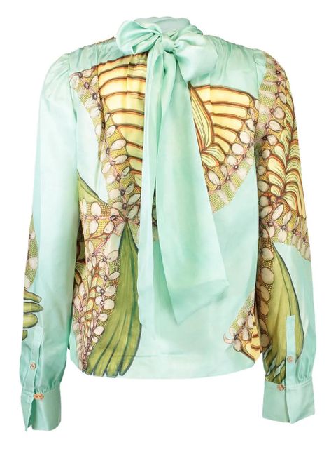 Ulla Johnson tie-neck ornament blouse - Green - zdjęcie produktu nr 1