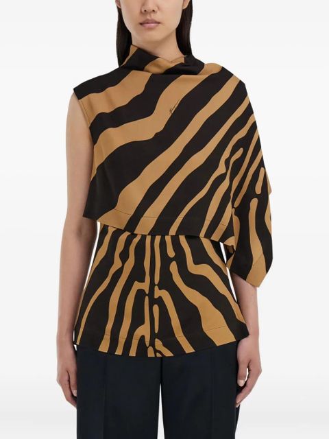 Ferragamo animal-print asymmetric top - Brown - zdjęcie produktu nr 1