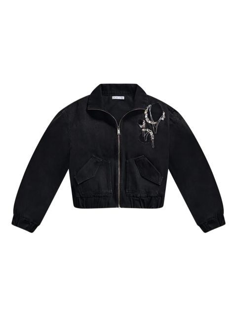 AREA crystal chain cut-out bomber jacket - Black - zdjęcie produktu nr 1