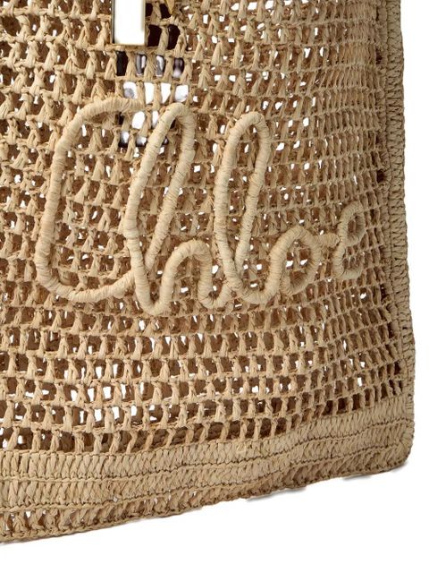 Chloé Summer Banana logo-detail raffia tote bag - Neutrals