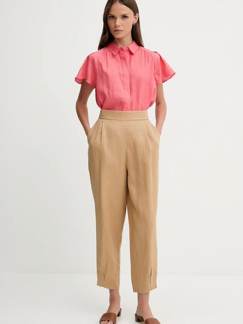 United Colors of Benetton spodnie lniane damskie szerokie high waist 4AGHDF08L - zdjęcie produktu nr 2