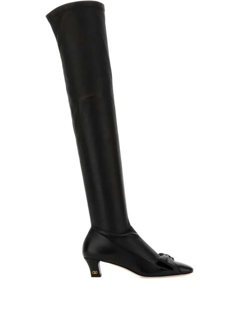Valentino Garavani 50mm bow-detail leather boots - Black - zdjęcie produktu nr 1