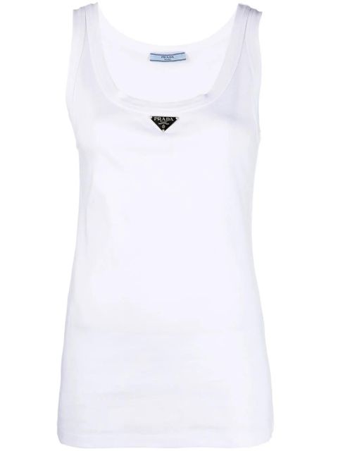 Prada ribbed-knit jersey tank top - White - zdjęcie produktu nr 1