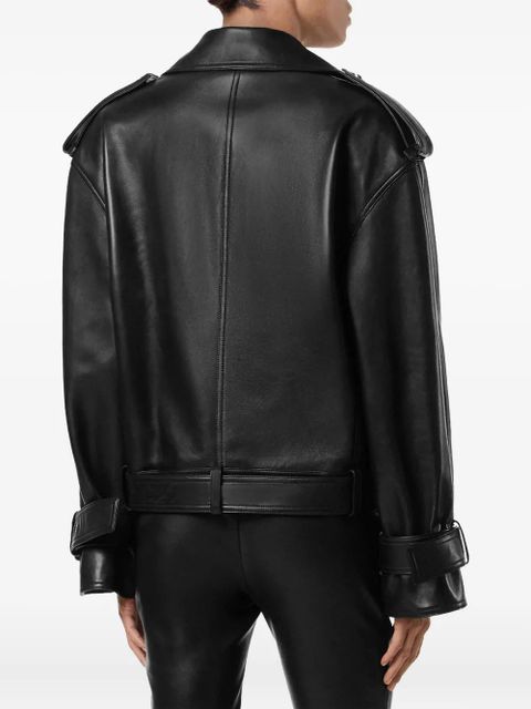 Versace belted leather jacket - Black