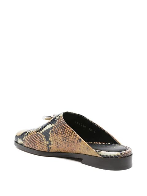 Alexander McQueen snakeskin-effect leather mules - Neutrals