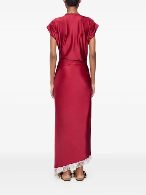 Rabanne fringe-detailed gathered dress