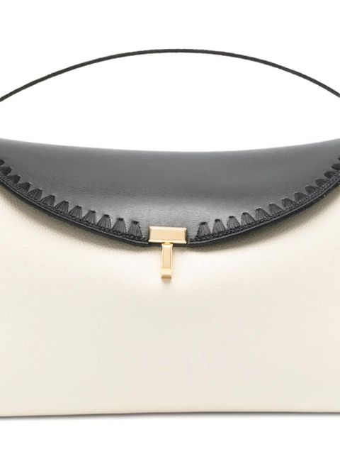 TOTEME T-lock embroidered leather shoulder bag - Neutrals