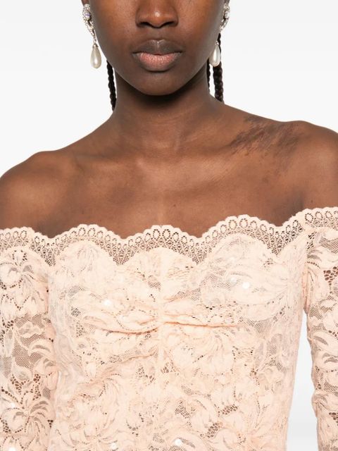 Rabanne floral-lace long-sleeve midi dress - Pink