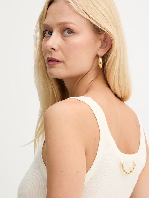 Elisabetta Franchi top z dodatkiem wełny kolor beżowy TK63B57E2