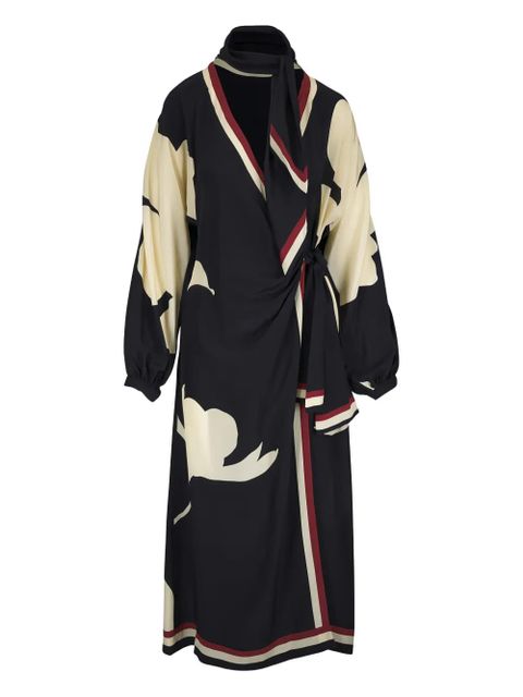 Johanna Ortiz floral print wrap midi dress - Black - zdjęcie produktu nr 1