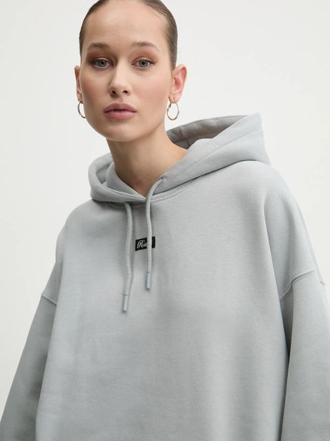 Rotate bluza bawełniana damska kolor szary z kapturem gładka 1134262387