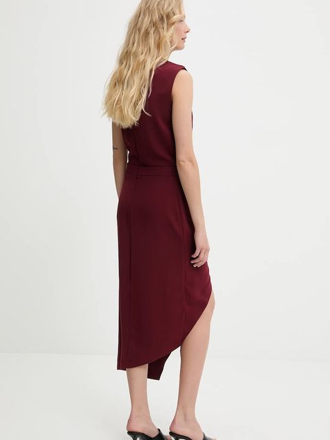 Answear.LAB sukienka kolor czerwony midi dopasowana