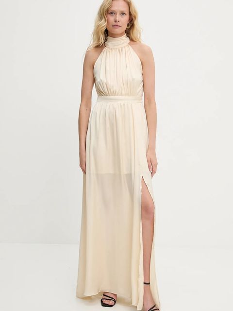 Answear.LAB sukienka kolor beżowy maxi rozkloszowana